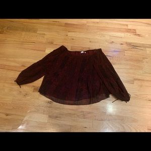 BLACK AND RED SNAKESKIN ARITZIA BOATNECK BLOUSE